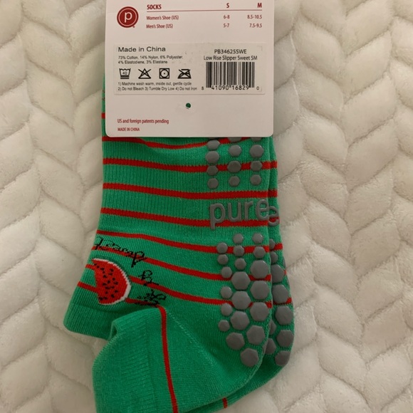 Pure Barre  Green and Red Sweet Striped Grip Socks [Small] - Picture 2 of 4